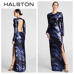 HALSTON Whitney Open Back Gown in Sequins